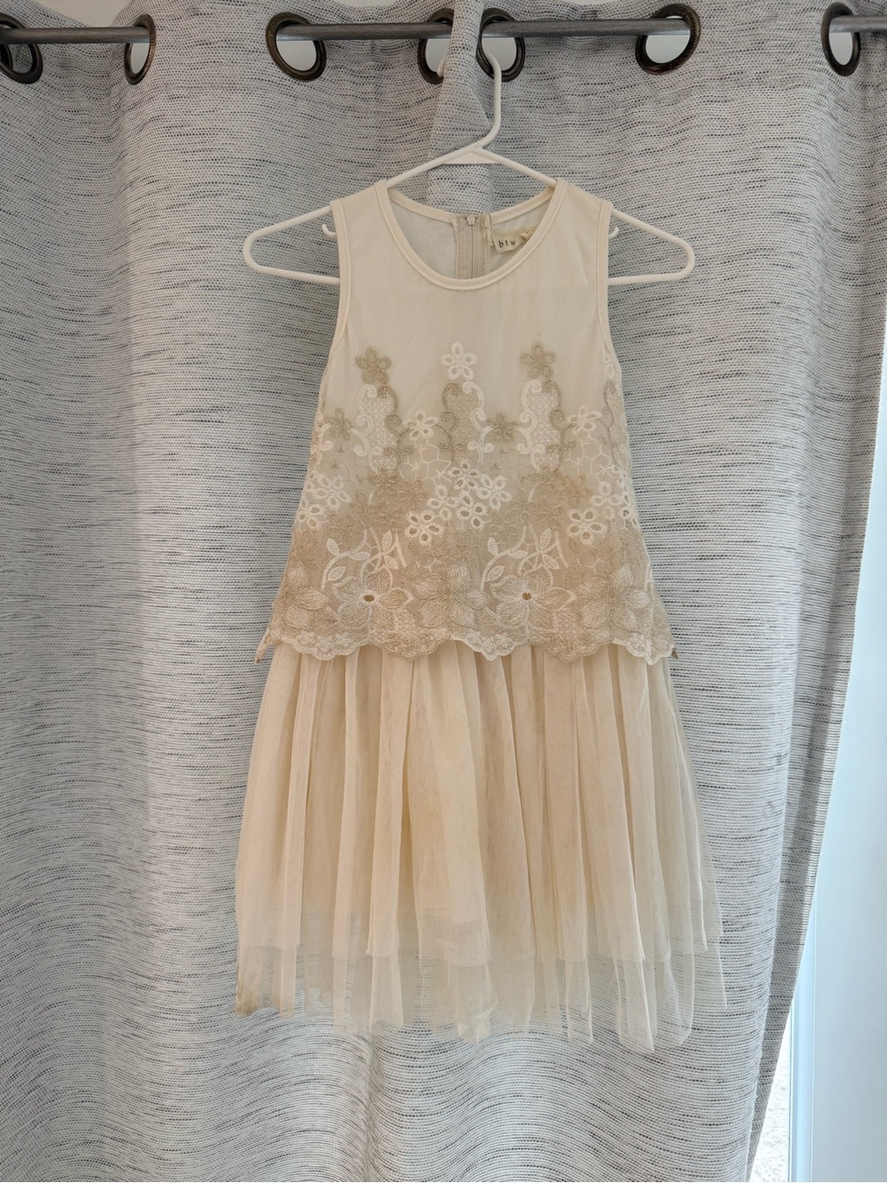 Girls Cream Lace & Tulle Party Dress